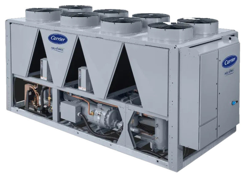 Carrier AquaForce 30XV Variable-Speed Air-Cooled Screw Chiller Now Available with Evaporative Pre-Cooling